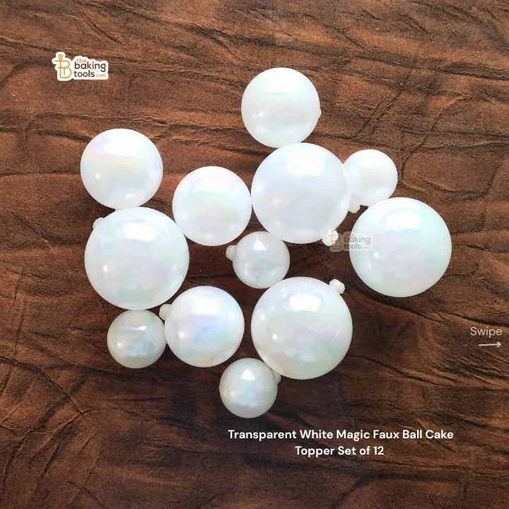 Transparent White Magic Faux Ball Cake Topper Set of 12 (No Damage Claim)